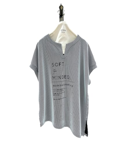 【ayane】836623　アシメトリーストライプTシャツ