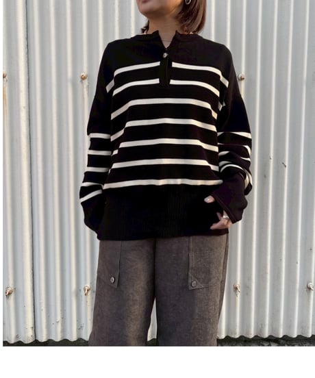 29【Lallia Mu 26AW】 2613413 ボーダープルオーバーニット