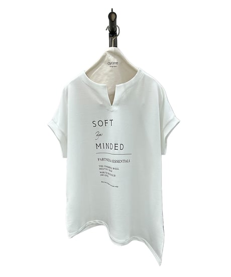 【ayane】836623　アシメトリーストライプTシャツ