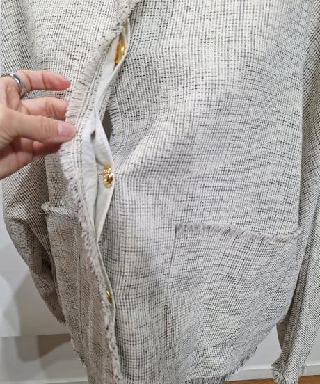 【cafune】615401 mesh tweed no collar jacket