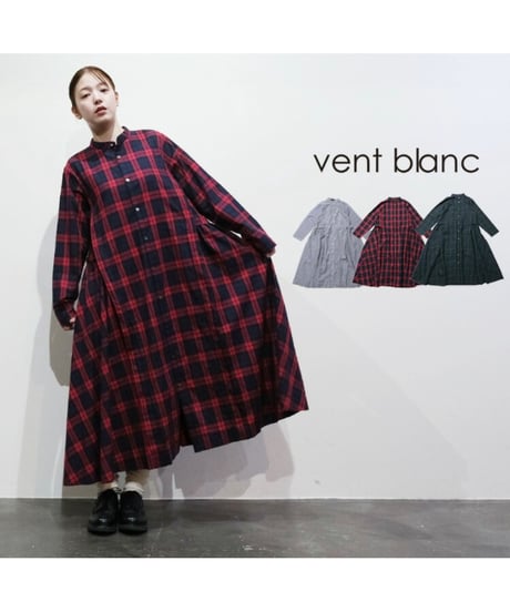 【 vent blanc ヴァンブラン 】 VBO261454 コットン タック&ギャザー デザインワンピース