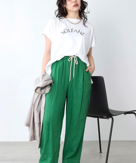 【MICA&DEAL】 0126209182 ラメロゴプリントターンバックスリーブT-shirt