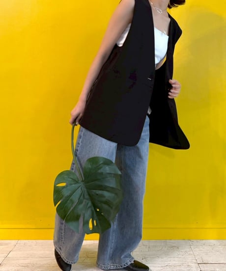 【cafune】615405 drape washer V neck gilet