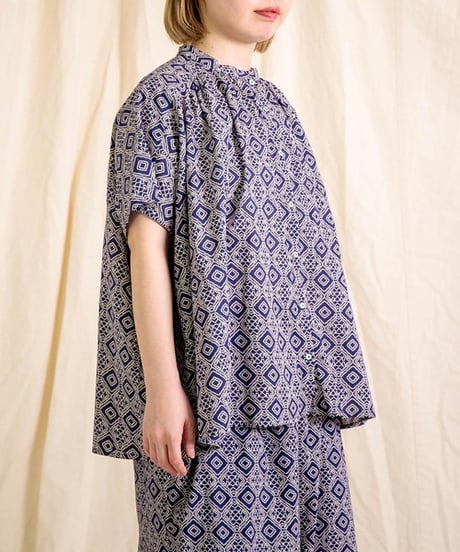 【Brocante / ブロカント】36-0323X インドプリント(パターン) フロンセシャツ