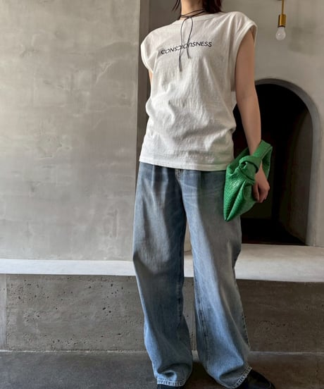 【cafune 】535938 slub cotton logo tee