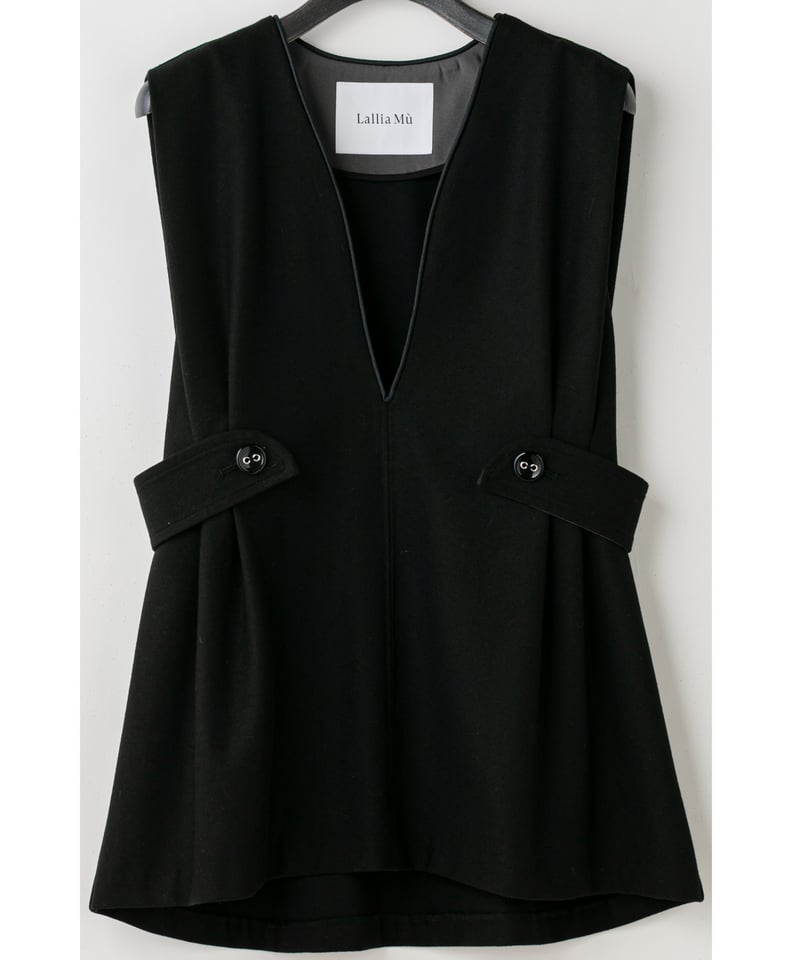 【美品】 ベスト Lサイズ ブラウン系 Lallia Mu 25AW】2514610 Vカットストレッチベスト | selectsh