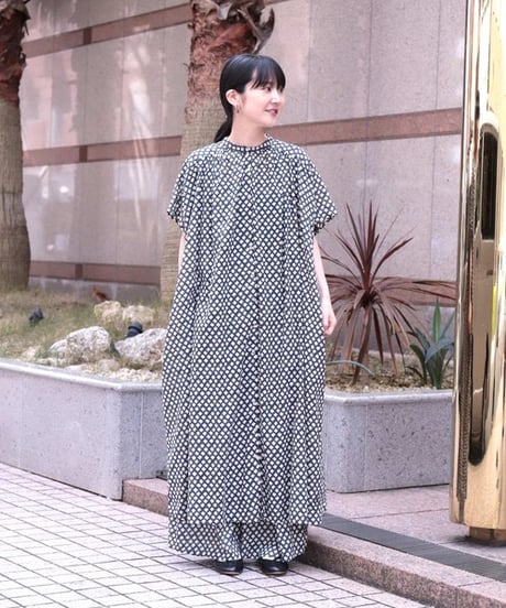 【Brocante】37-0270X インドプリントフロンセワンピース