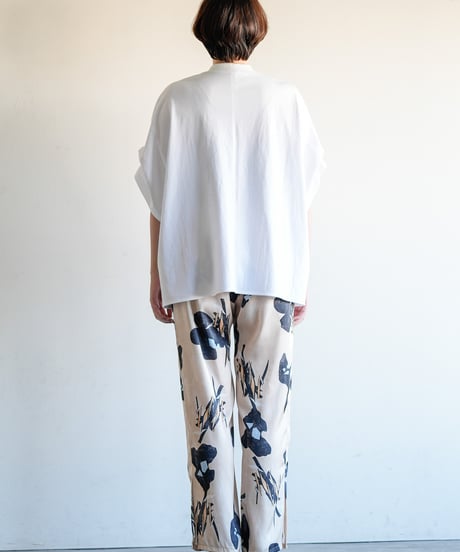 【Lallia Mu】 2612501 レースドッキングプリントTシャツ