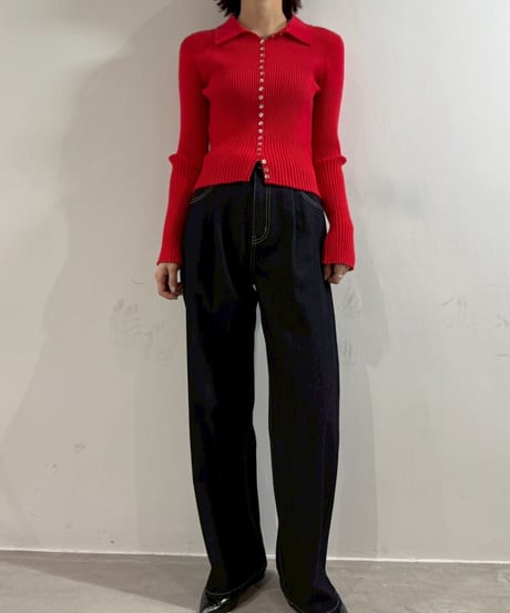 【cafune】  535602 tuck baggy denim pants
