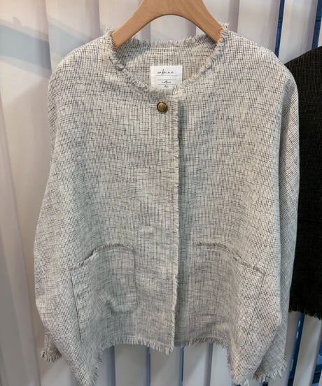 【cafune】615401 mesh tweed no collar jacket