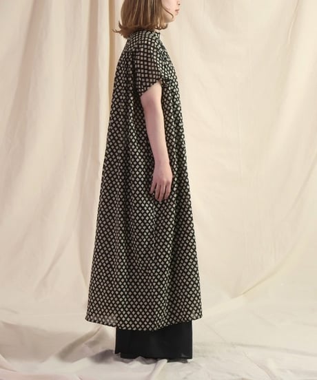 【Brocante】37-0270X インドプリントフロンセワンピース