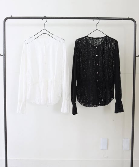 【LE MELANGE】8513206 2way レースクルーネックブラウス