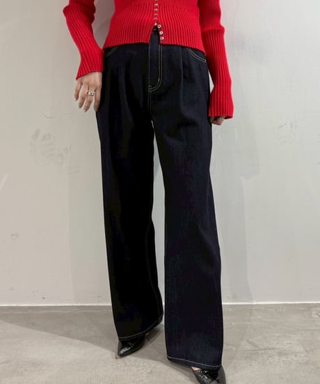 【cafune】  535602 tuck baggy denim pants