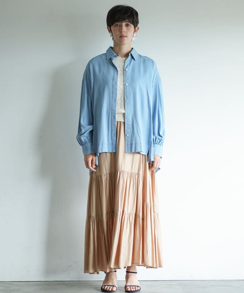 2411660 Lallia Mu バックプリーツデニムシャツ | selectshopB5 