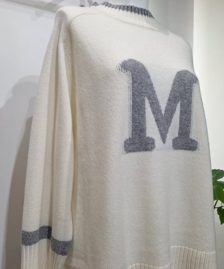 【ATELIER SIX】11256517　ウールカシミヤ配色ロゴニット