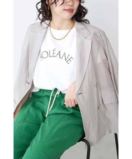 【MICA&DEAL】 0126209182 ラメロゴプリントターンバックスリーブT-shirt