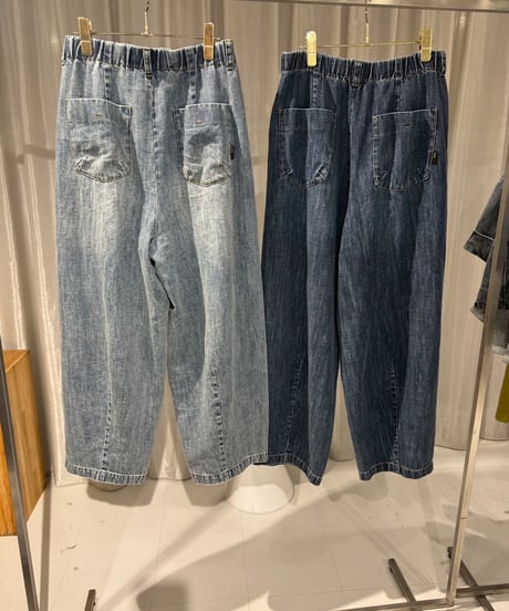 【ayane】  826502 麻混デニムバレルレッグパンツ