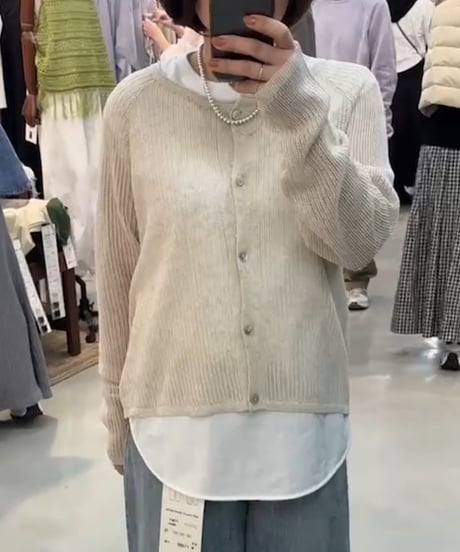 【cafune】525939 Linen blend knit cardigan