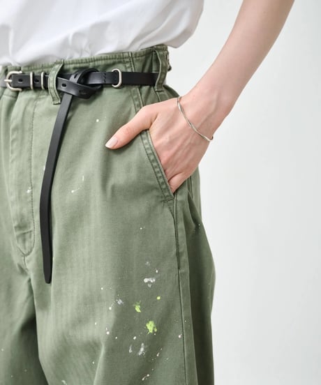 【KHA:KI】 MIL26HPT3251 (BEIGE) PAINT OVAL WIDE TROUSERS