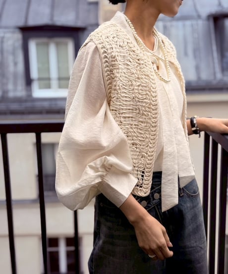 【cafune】615905 sheer tencel bowtie blouse
