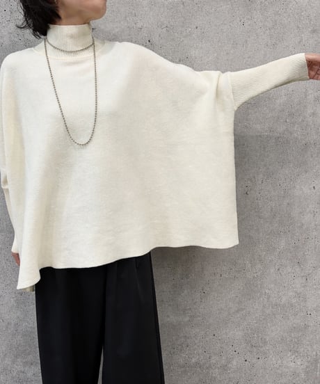 【siro de la bonte 26AW】R643108 32/2COTTON plating nylon  bottleneck poncho pullover
