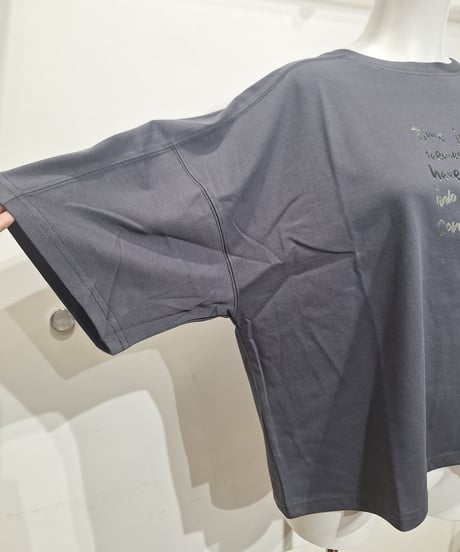 全国送料185円【SUGARROSE】269333 箔プリント切り替えTシャツ
