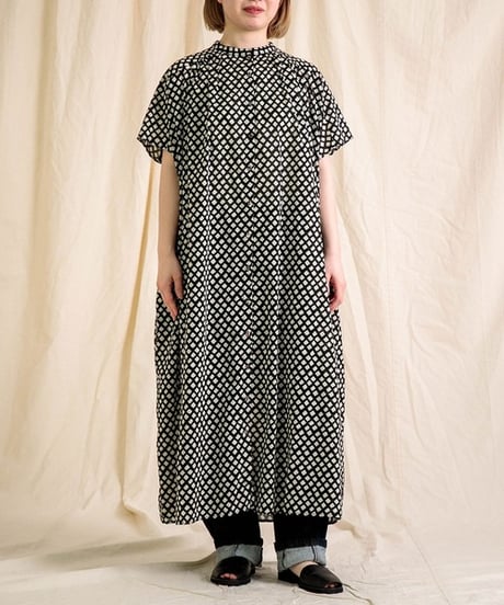 【Brocante】37-0270X インドプリントフロンセワンピース
