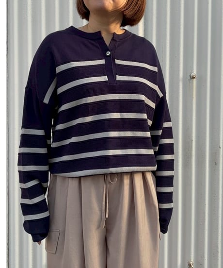 29【Lallia Mu 26AW】 2613413 ボーダープルオーバーニット
