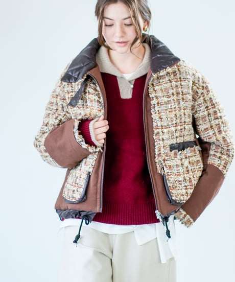【Lallia Mu 26AW】2614172 ラメツイードパファーコート