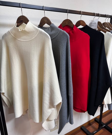 【siro de la bonte 26AW】R643108 32/2COTTON plating nylon  bottleneck poncho pullover