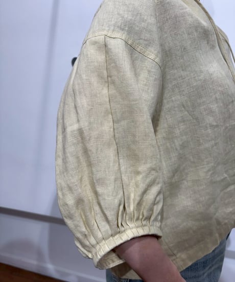【cafune】625906　French linen form sleeve pullover