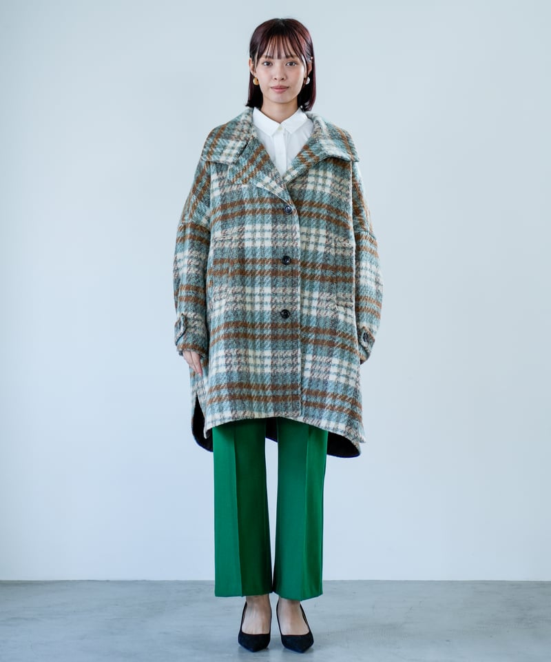 Lallia Mu 26AW】2614181 スタンドカラーチェックコート | select