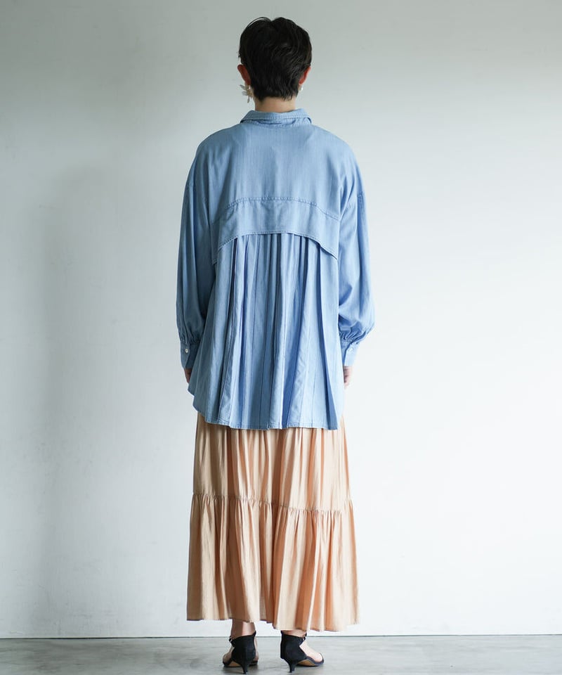 2411660 Lallia Mu バックプリーツデニムシャツ | selectshopB5 