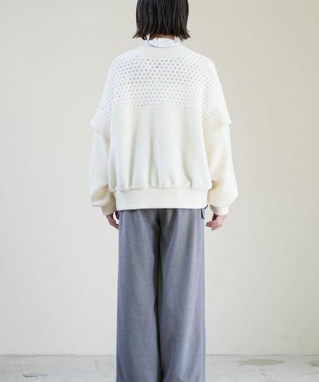 LalliaMu 2414544 スライバーメッシュニットカーディガン