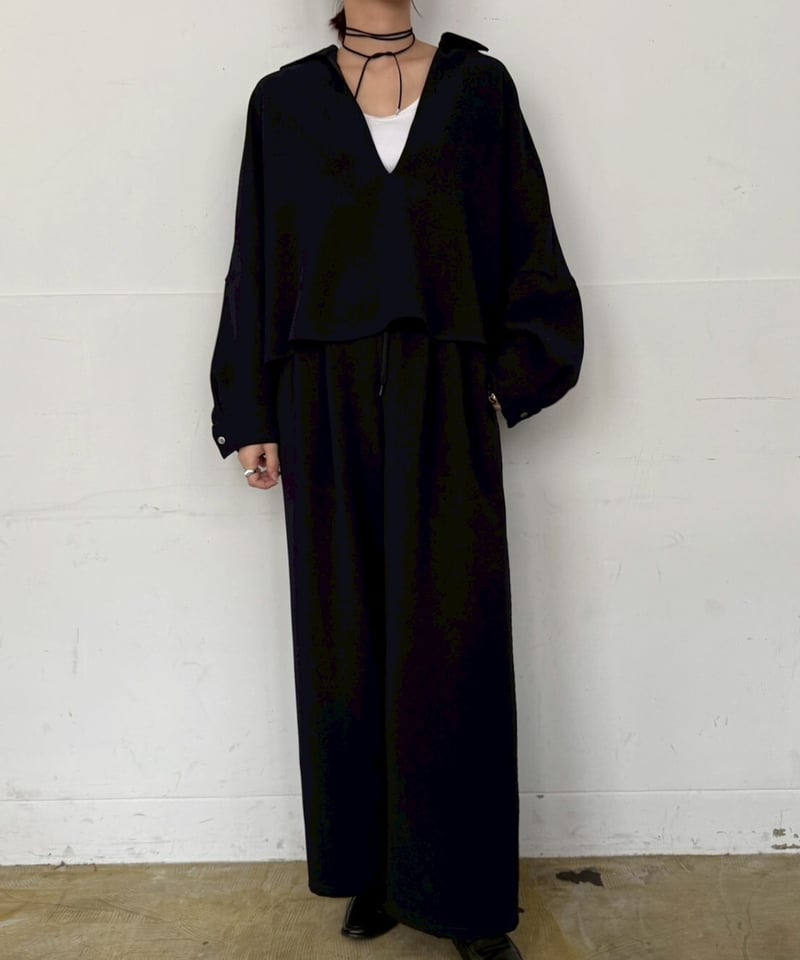 cafune】535961 stretch georgette skipper pullov