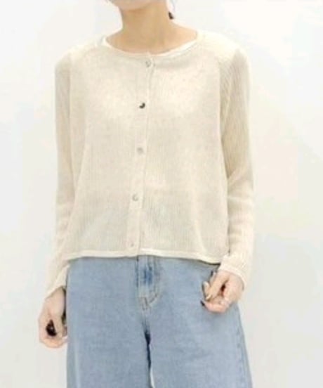 【cafune】525939 Linen blend knit cardigan