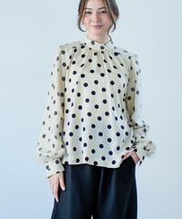 【Lallia Mu 26AW】2614695 チュールスリーブドットブラウス