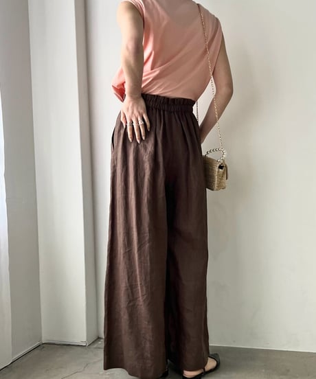 【cafune】525606 FRENCH LINEN gather pants