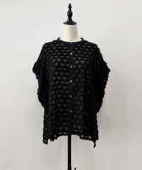 【siro de labonte】 R623306　tuck sleeve blouse　／　fringe jacquard