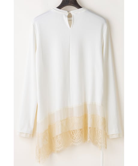 【Lallia Mu 26AW】2614503 レースヘムハイテンションカットソー