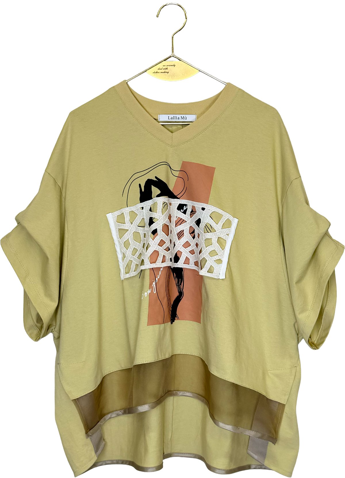 Lallia Mu】 2612501 レースドッキングプリントTシャツ | selectsh