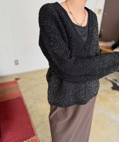 【cafune】545909 lame cable knit cardigan
