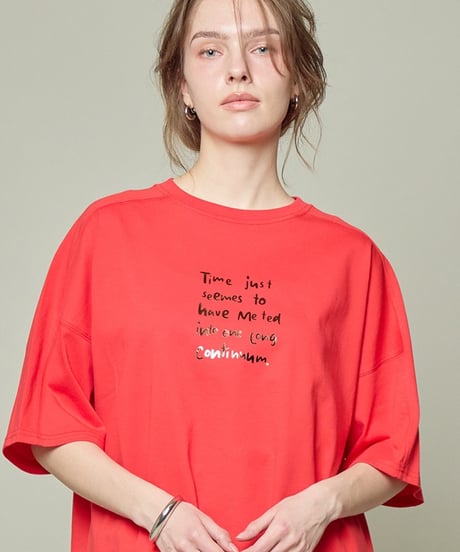 全国送料185円【SUGARROSE】269333 箔プリント切り替えTシャツ