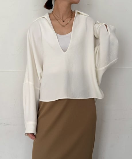 【cafune】535961/615961 stretch georgette skipper pullover