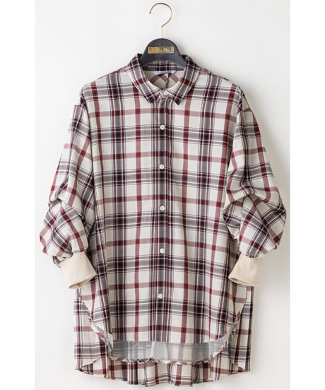 【Lallia Mu 26AW】2614693 バックプリーツチェックシャツ