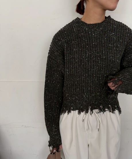 【cafune】  535984 nep damage knit pullover