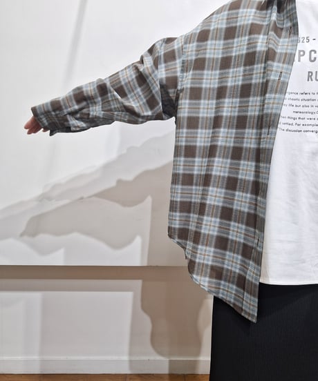 【cafune】625923 washer voile check shirt