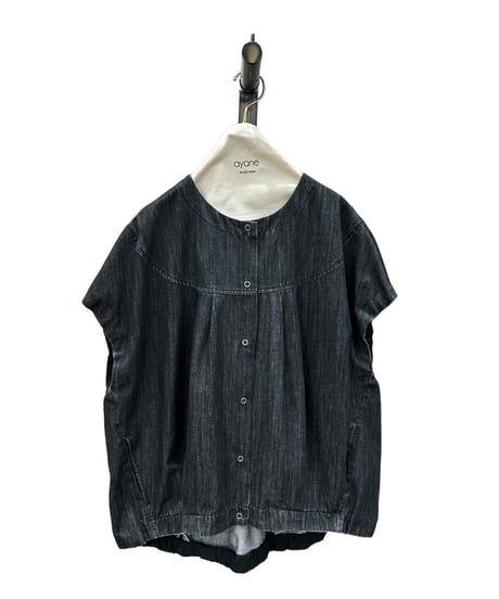 【ayane 26AW】  856711　ダンガリーノーカラーフレンチスリーブブラウス
