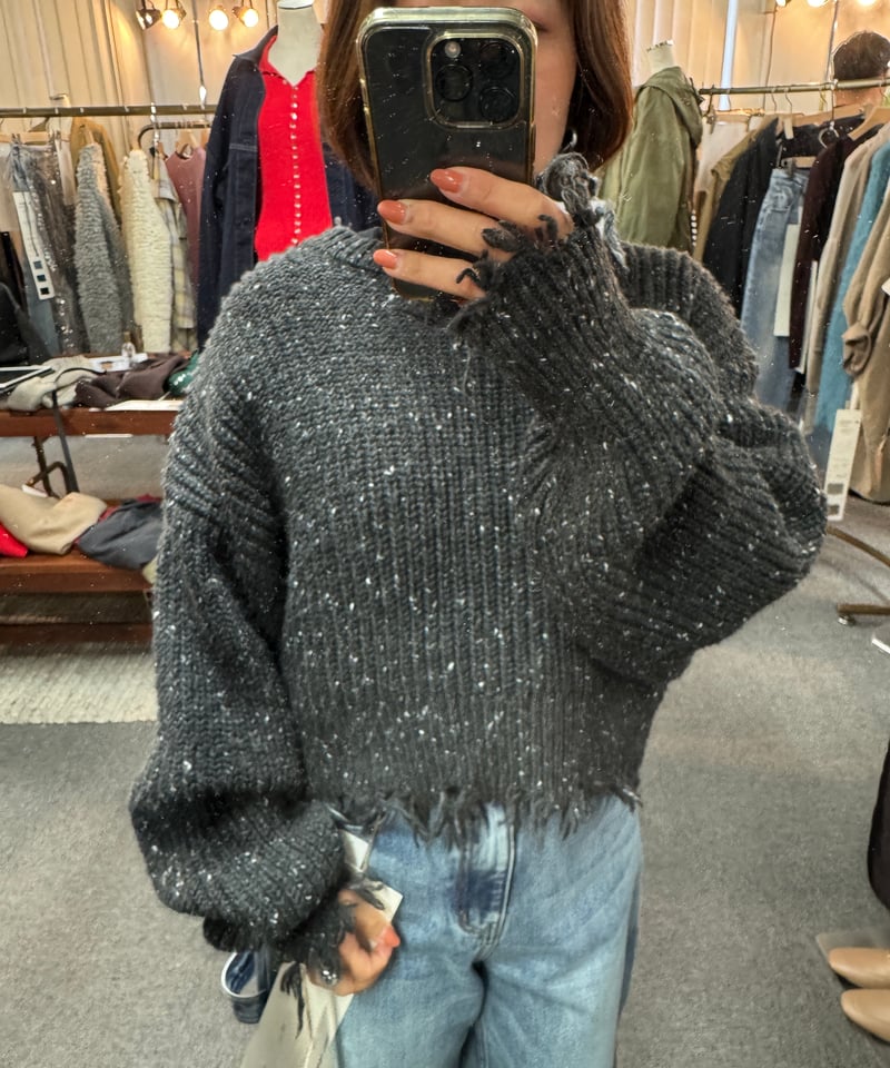 cafune 25autumn】 535984 nep damage knit pullo