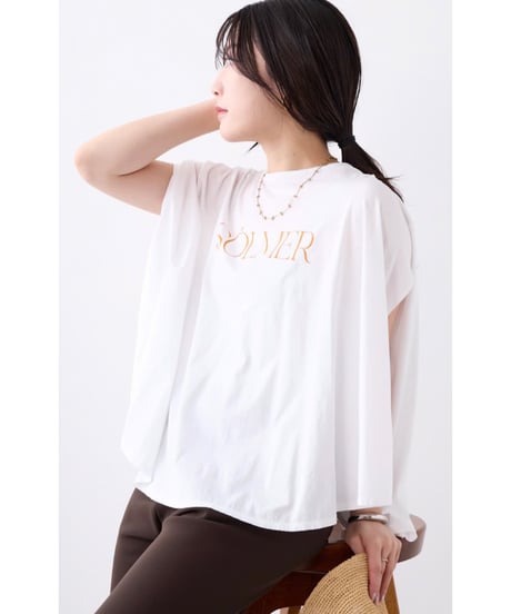 【MICA&DEAL】 0126209135 接触冷感-"SOLMER"ロゴフレアスリーブT-shirt